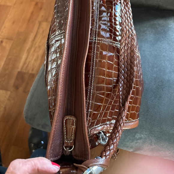 Brighton Cher Muse XLG  Brown Patent Croc Print Shoulder Handbag - Picture 6 of 8